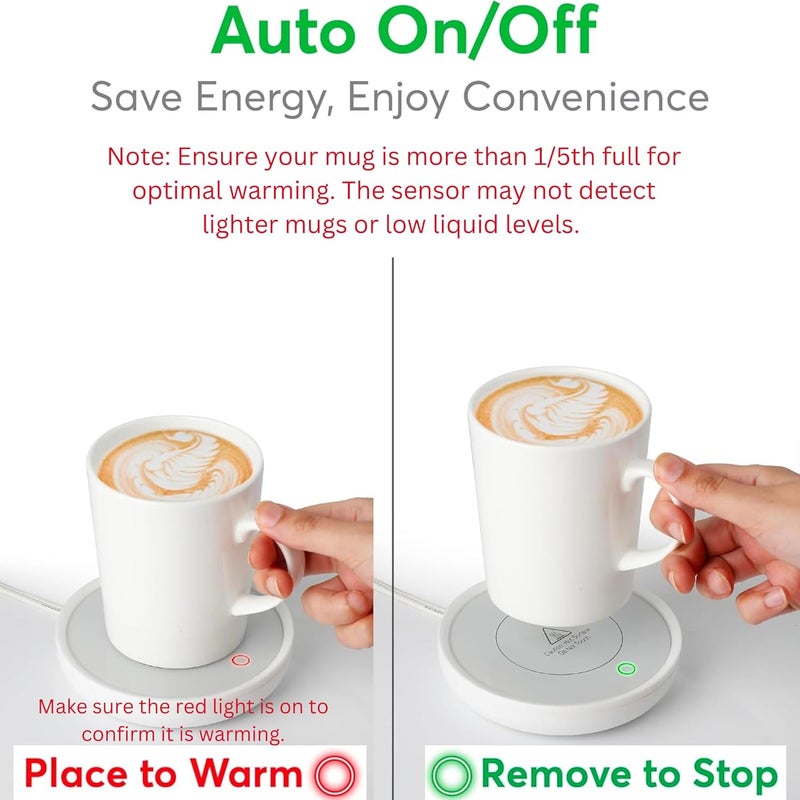 BULK PARADISE Coffee Mug Warmer with Auto Shut-Off – Compact 17W Cup Warmer for Desk with Gravity Switch – Electric Candle Warmer Plate for Jar Candles – Keeps Coffee, Tea & Drinks Warm – Safe & Durable (White) - Image 2